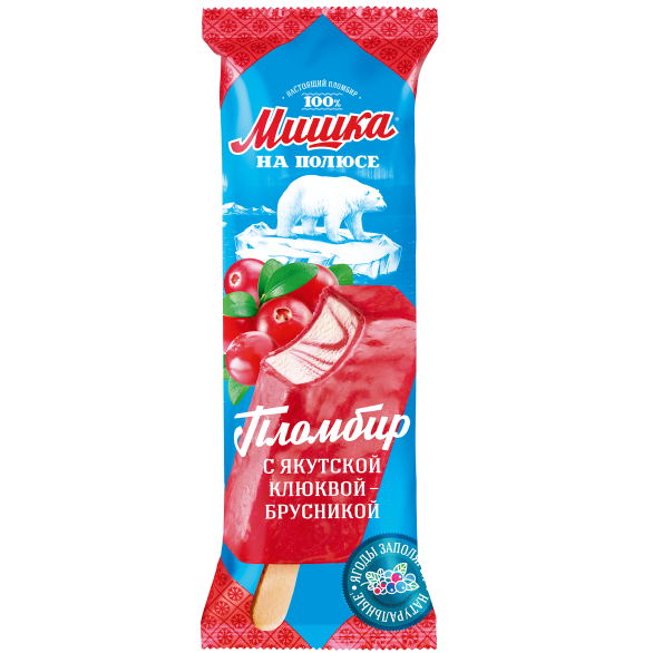 "МИШКА НА ПОЛЮСЕ" эскимо пломбир клюква-брусника